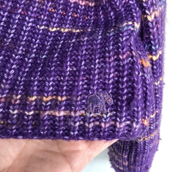 Ivory Ella Oversized Cropped Cardigan Sweater Women's L Purple Chunky Cozycore - Picture 6 of 11